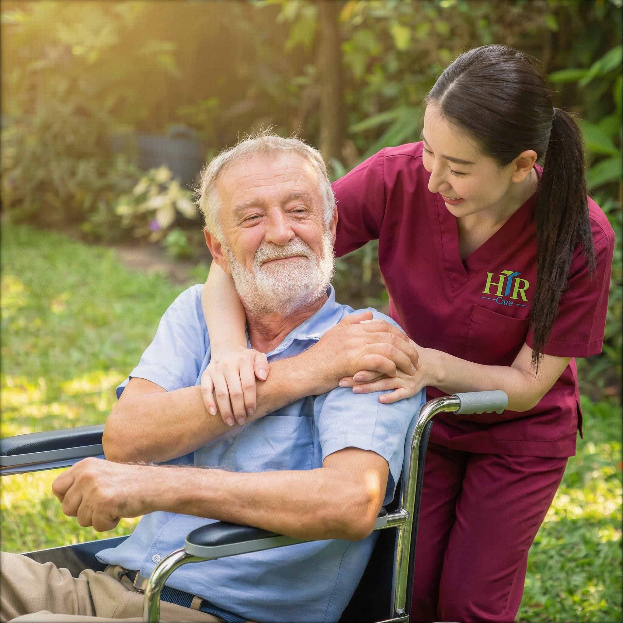 Caregivers smiling together